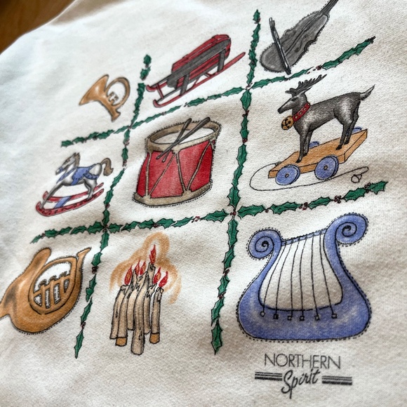 Northern Spirit White Christmas Graphic Sweatshirt vintage holiday - Picture 2 of 6